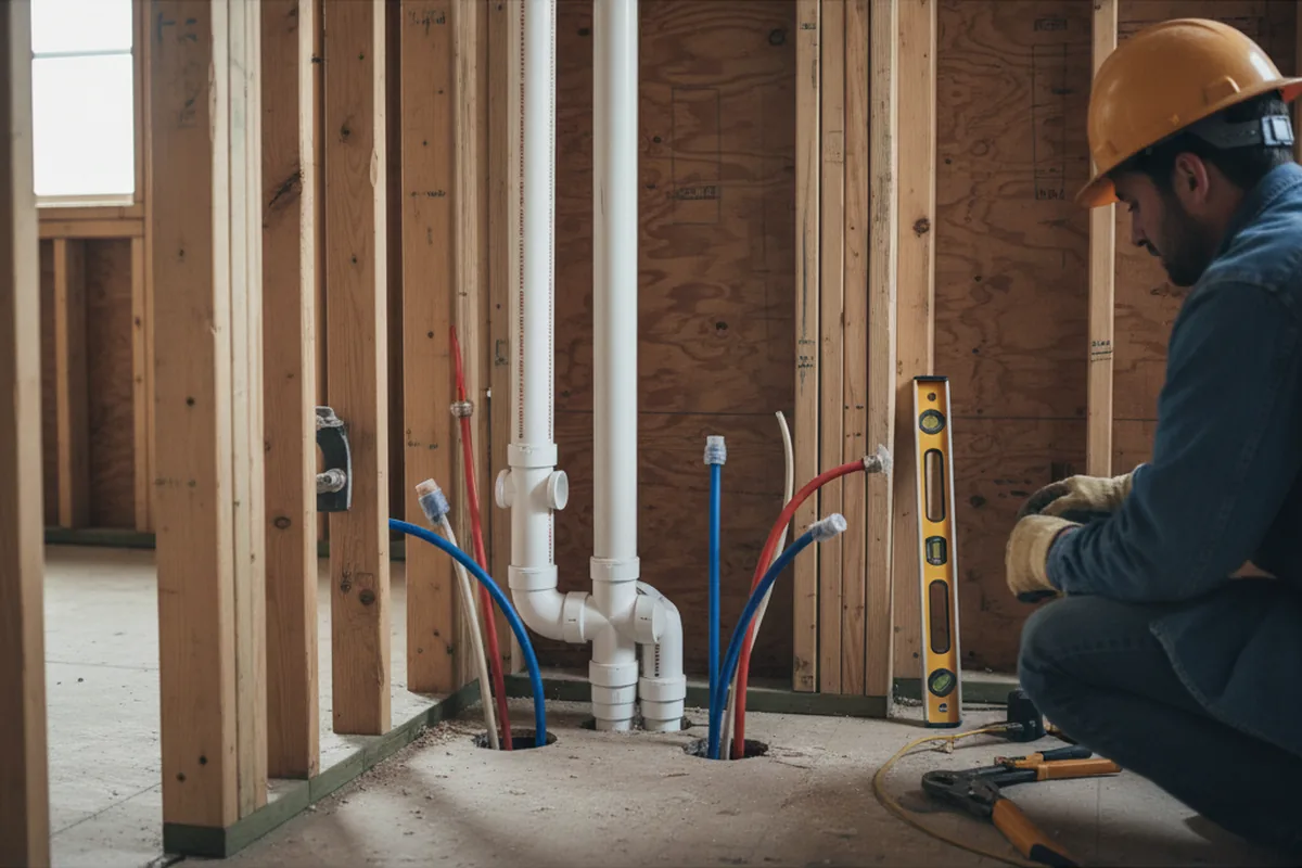 Drain and supply rough-in during Leak Detection in Roanoke